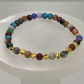 Multicolored Dragon Vein Agate Bracelet with Gold Star Spacers