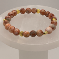 Marble Red Vein Jasper Bracelet with Gold Heart Spacers
