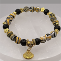 Mookaite Shell Charm Bracelet with Gold Tone Star Spacers