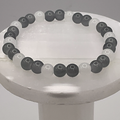 Pulsera de cristal gris y blanco nublado