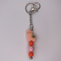 Beige Llama Orange Keychain