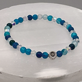14.5 cm (5.7") Blue Dragon Vein Agate Silver Flower Bracelet with Crystal Spacers