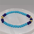 Amethyst Blue Sea Glass Bracelet with Gold Tone Spacers