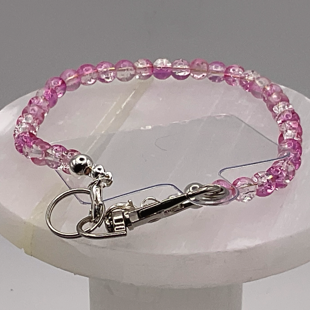 Crackle Pink Glass Phone Strap
