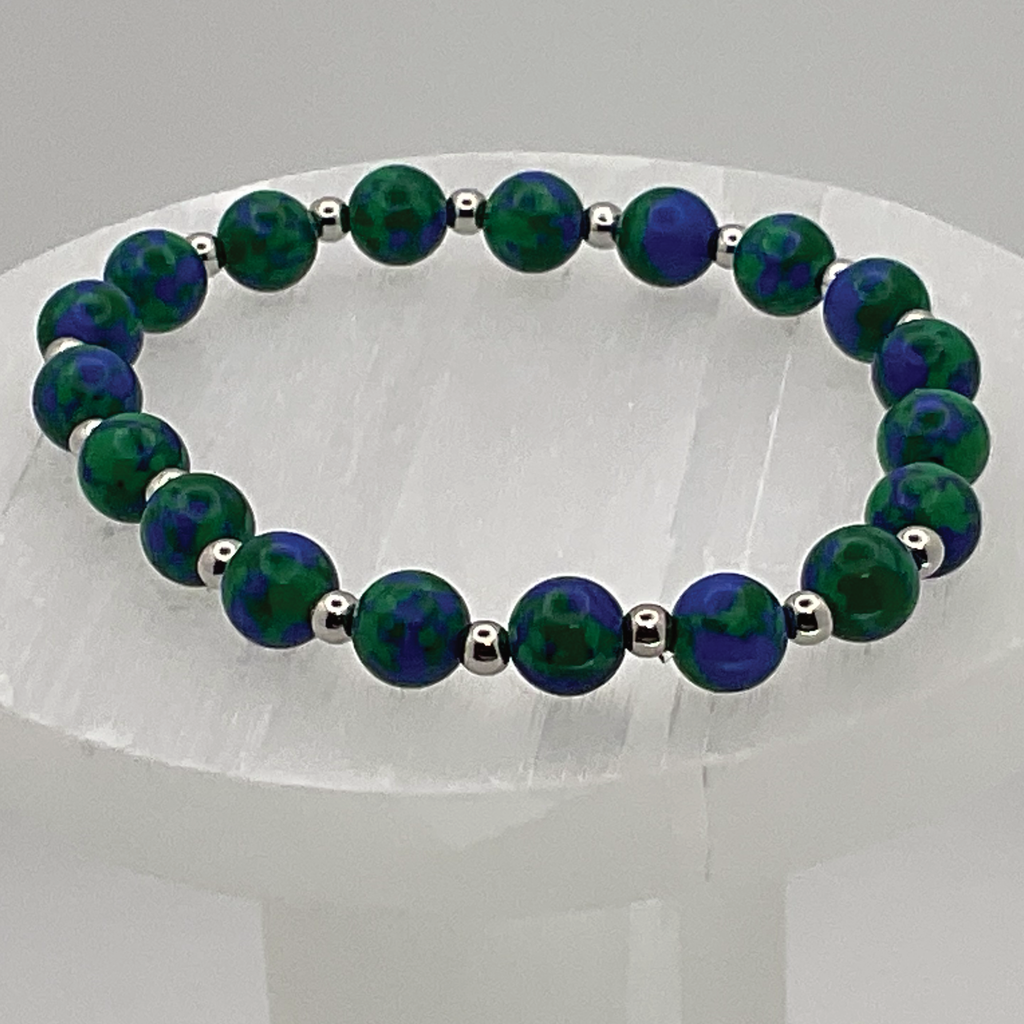 Pulsera de Azurita con Separadores de Plata