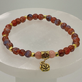 Brecciated Jasper Rose Quartz Blossom Charm Bracelet with Gold Spacers