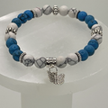 Blue Howlite Magnesite Butterfly Charm Bracelet with Silver Spacers