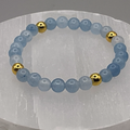 14.5 cm (5.7") Aquamarine Bracelet with Gold Spacers