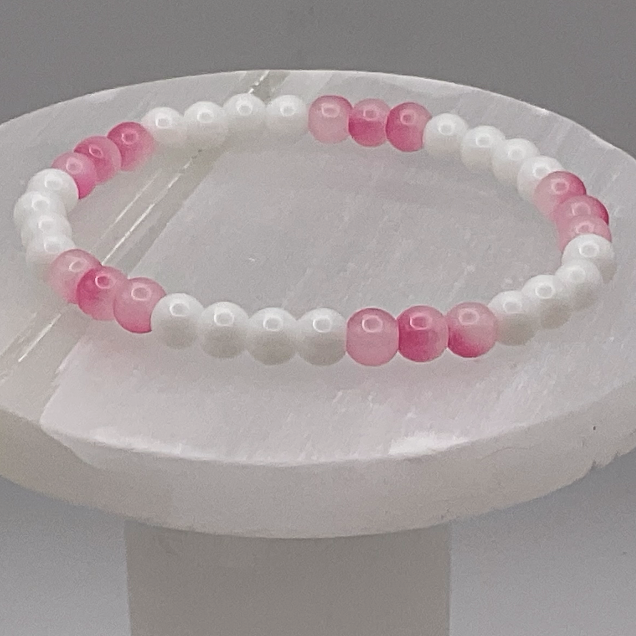 Pink White Glass Bracelet