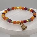 Pulsera de abalorios de hoja de ágata Vena de Dragón Naranja con espaciadores de estrella dorados