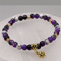 Purple Dragon Agate Magnesite Blossom Charm Bracelet with Gold Tone Spacers