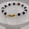 15 cm (5.9") Lapis Lazuli Milky Quartz Gold Star Bracelet with Gold Spacers