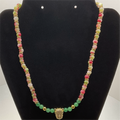 Collar de 18" de calcedonia jade sandía verde con dije de pantera