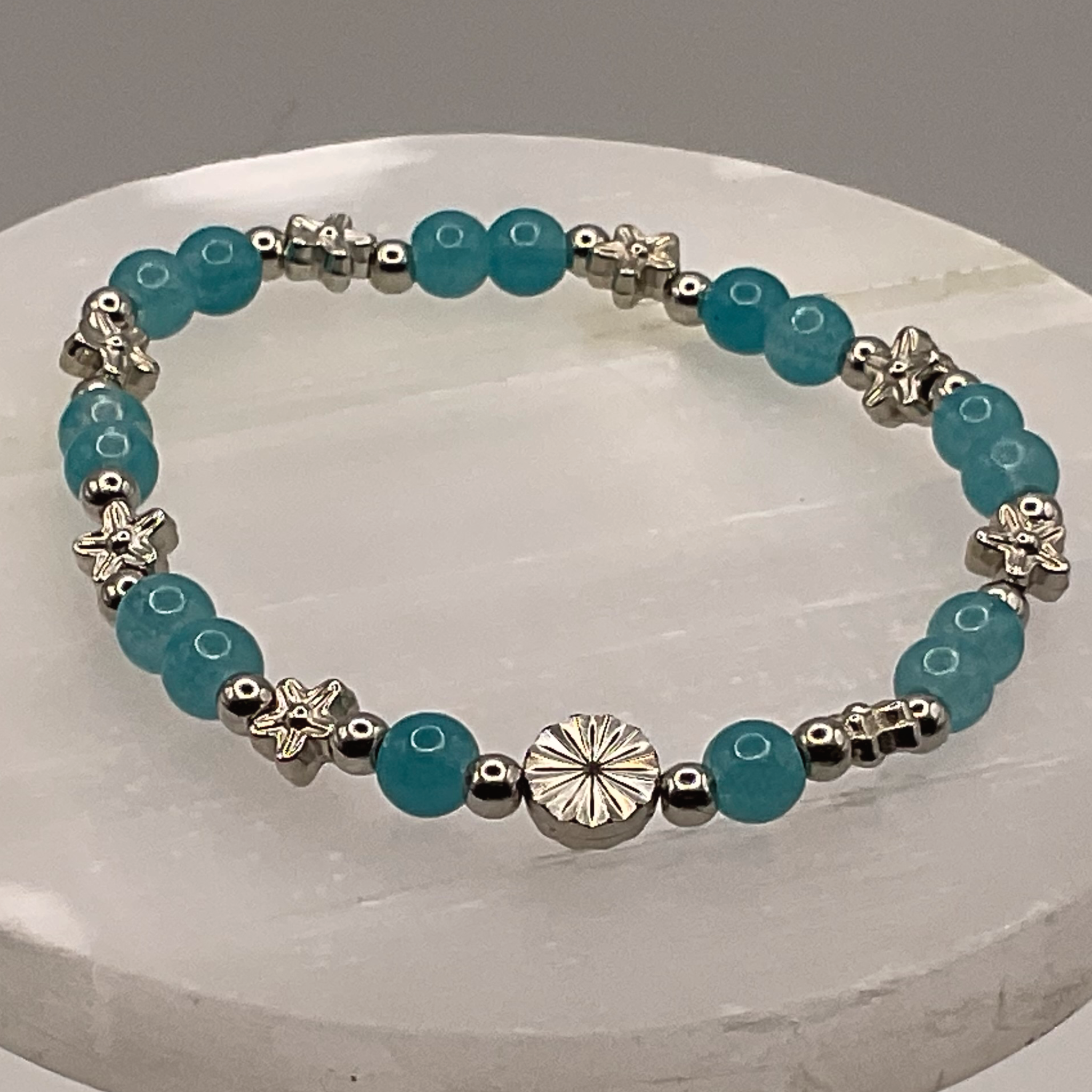 Blue Silver Stars Glass Bracelet