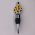 Retro Yellow Field of Blue Flowers Wine Stopper