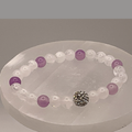 Milky Quartz Rose Quartz Bracelet with Silver Tone Spacers