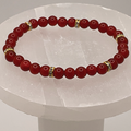Carnelian Agate Bracelet with Gold Tone Spacers