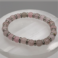 Pulsera de Cuarzo Rosa con Separadores Plateados