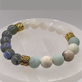 Blue Obsidian Calcite Bracelet with Dragon Vein Gold Spacers
