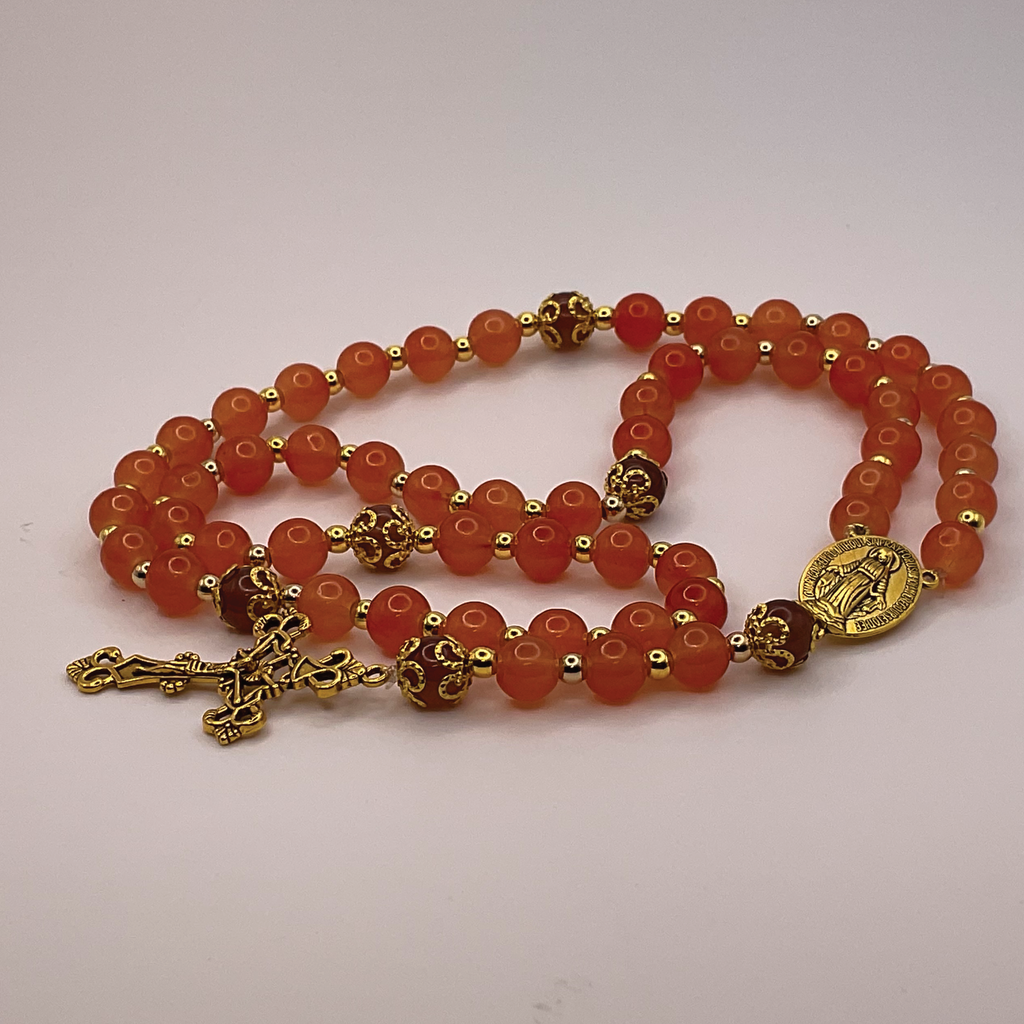 Orange Full 5 Decade Gold Rosary