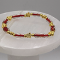 Red Clear Glass Gold Stars Bracelet with Gold Spacers