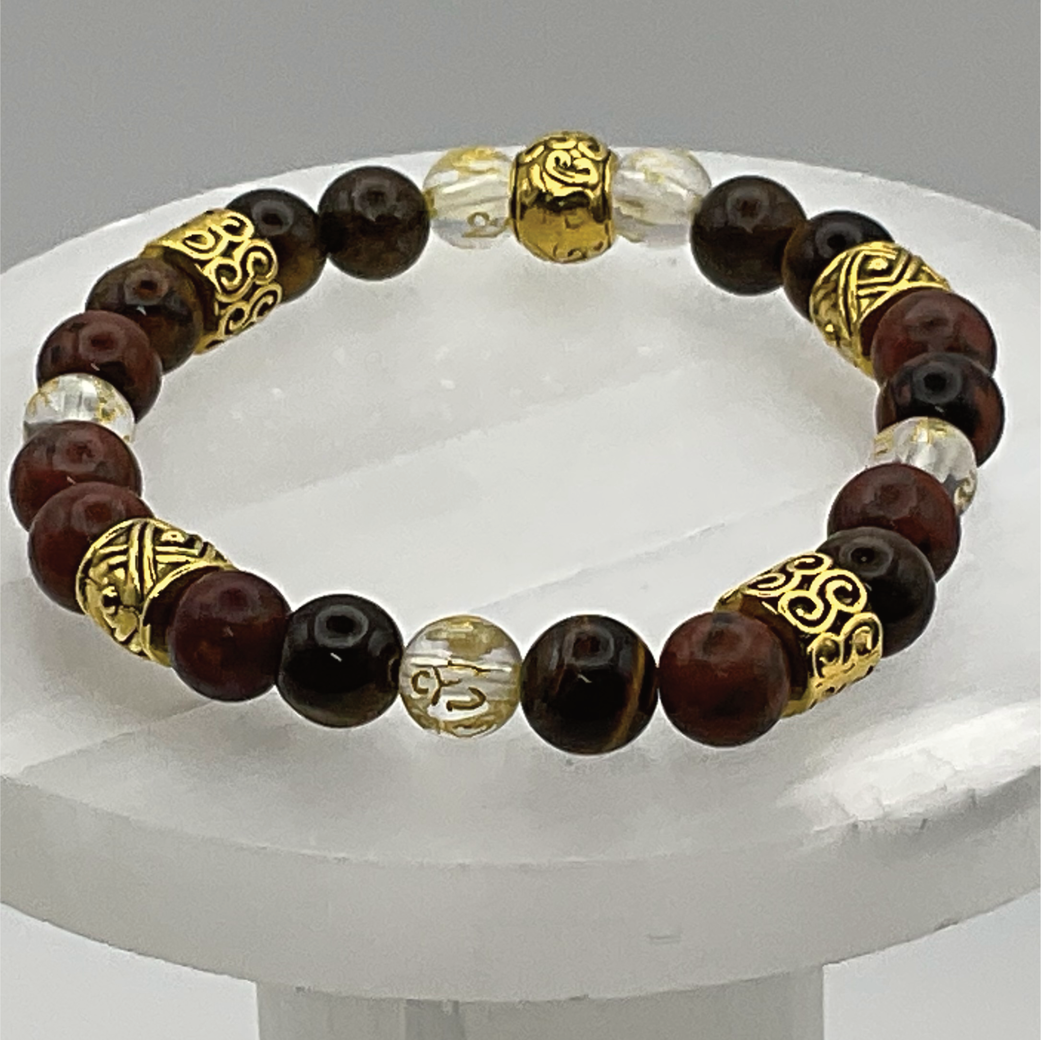 Tiger's Eye Pixiu Bracelet with Gold Tone Spacers