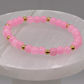 15.5 cm (6.1") Pink Bracelet with Gold Spacers
