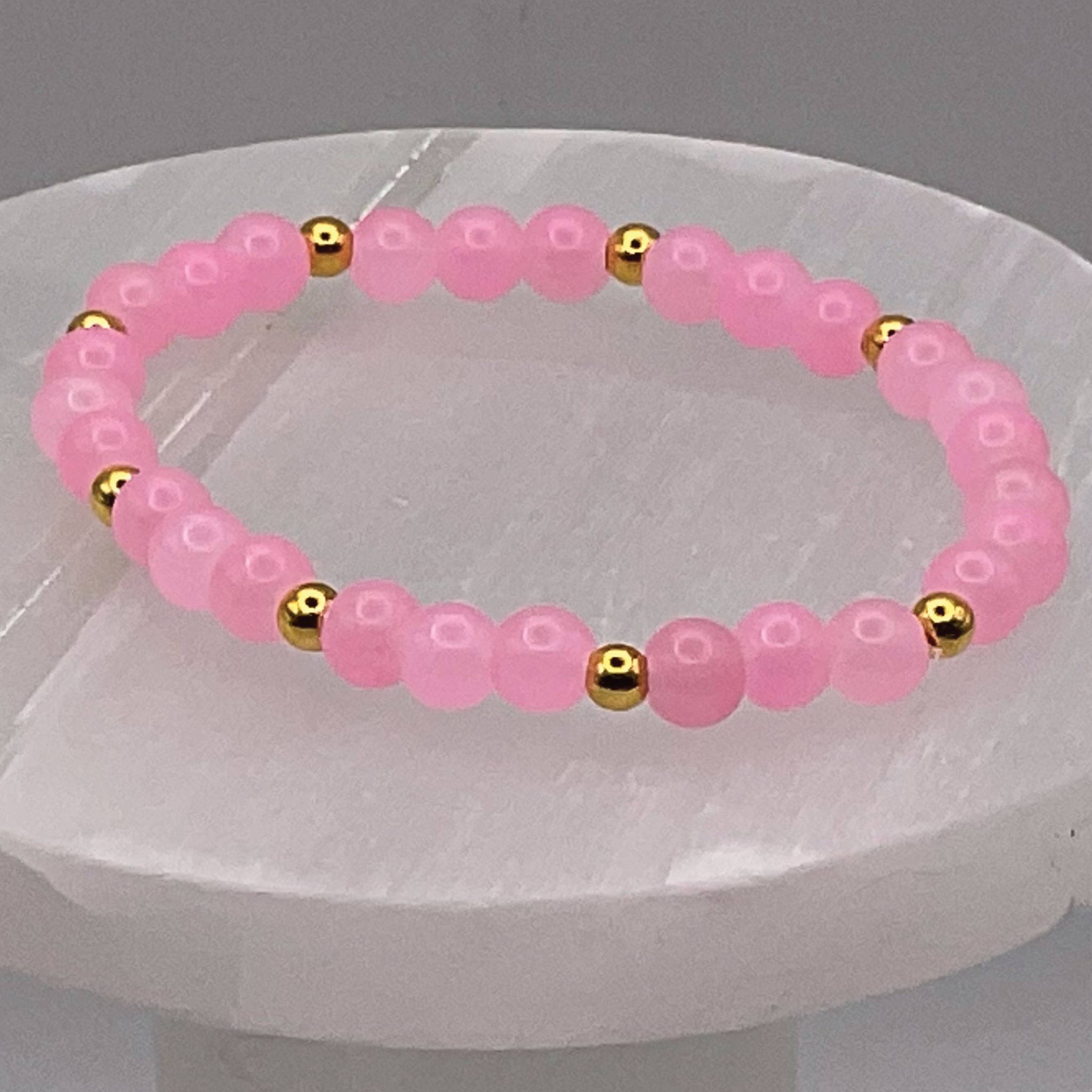 15.5 cm (6.1") Pink Bracelet with Gold Spacers