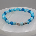Dark and Light Blue Glass Silver Butterfly Bracelet