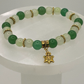 Green Chalcedony Turtle Charm Bracelet with Gold Spacers