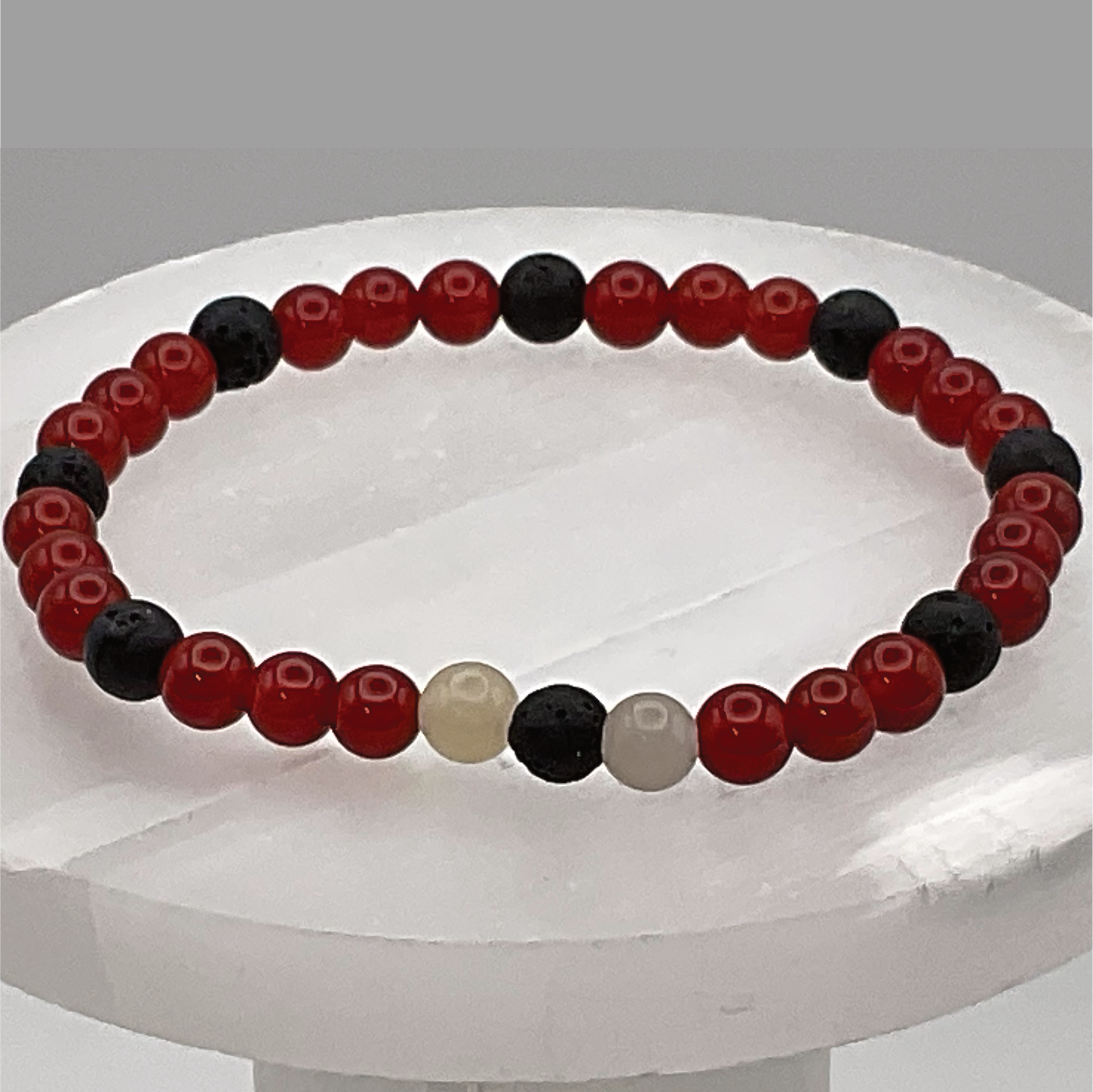 Carnelian Agate Lava Milky Quartz Bracelet