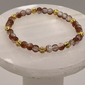 Crackle Brown Glass Bracelet with Gold Lobed Spacers