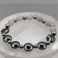 Dragon Vein Agate Onyx Bracelet with Silver Tone Spacers