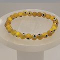 Yellow Sea Glass Evil Eye Bracelet