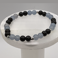 21 cm (8.3") Gray Black Glass Bracelet with Silver Spacers
