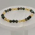 Pulsera oriental de ágata y jadeíta con separadores de oro