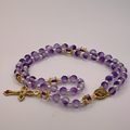 Clear Purple Pearl Small Full 5 Decade Gold Rosary
