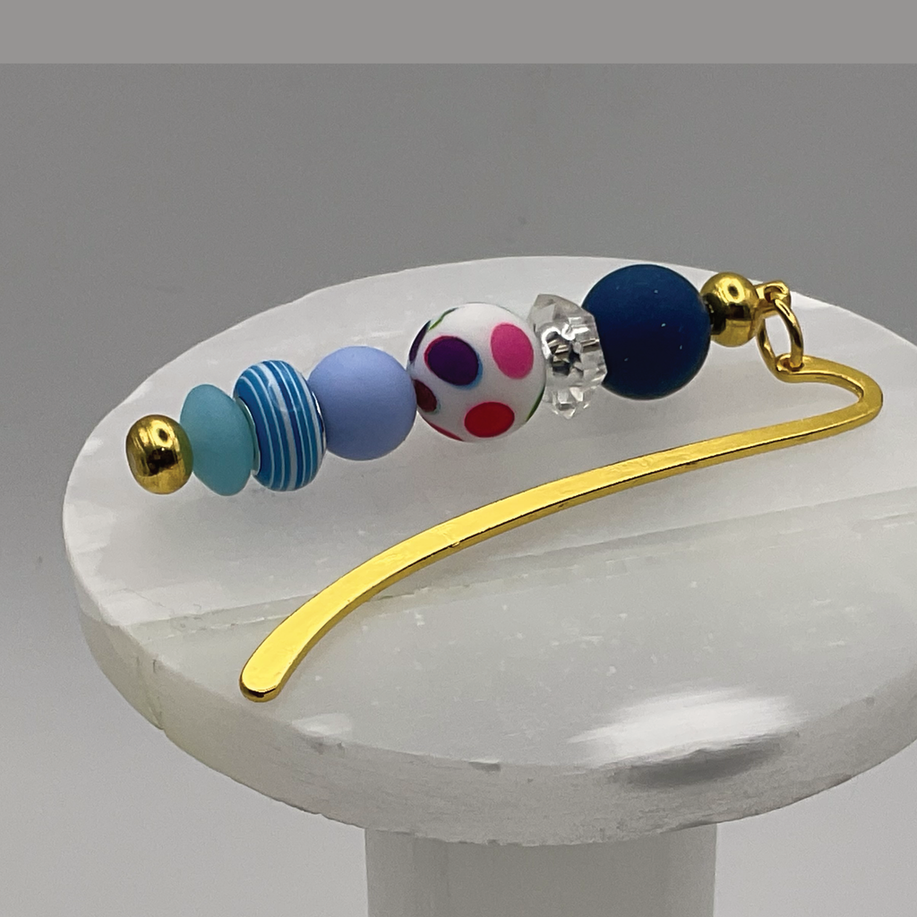Blue Rainbow Spot Gold Bookmark