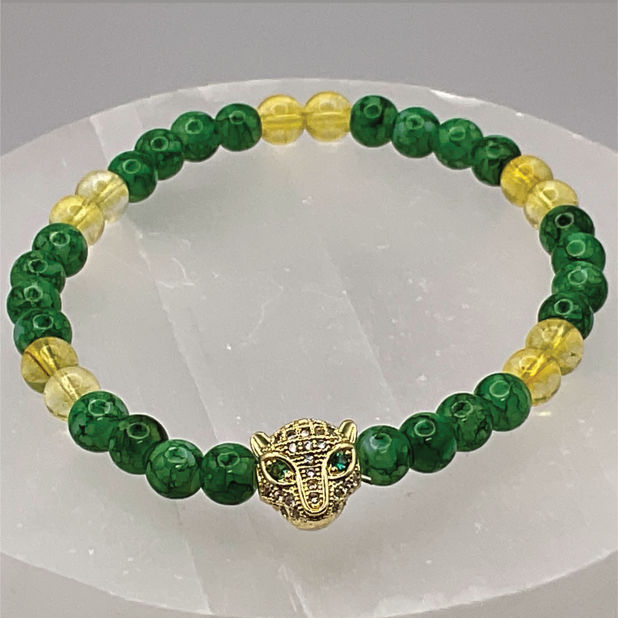Jadeite Amber Leopard Charm Bracelet