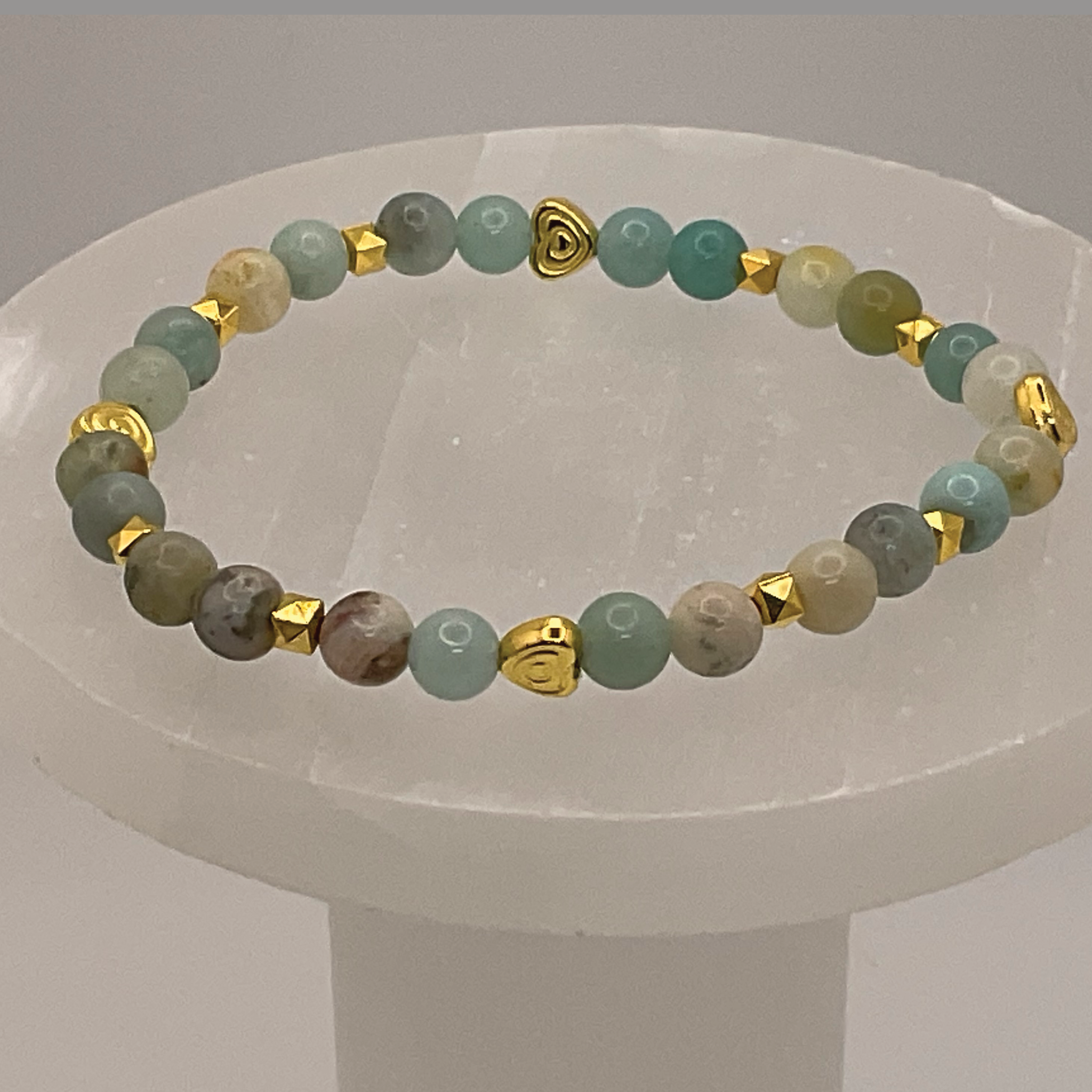 Prehnite Bracelet with Gold Spacers