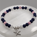 Sodalite Rose Quartz Milky Quartz Starfish Charm Bracelet
