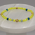 15.5 cm (6.1") Yellow Bracelet with Blue Light Green and Gold Spacers