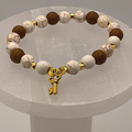 Magnesite Yellow Jasper Key Charm Bracelet with Gold Tone Spacers