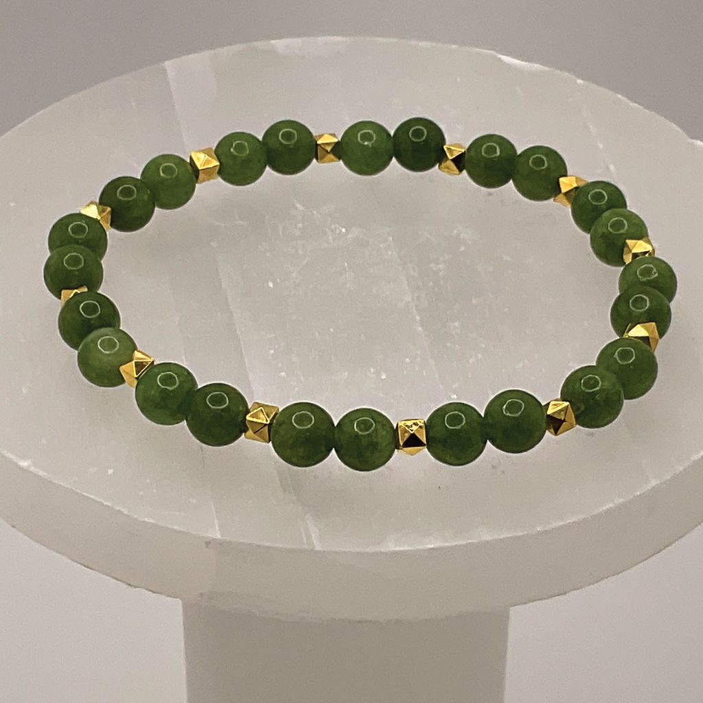 Jadeite Bracelet with Gold Tone Spacers