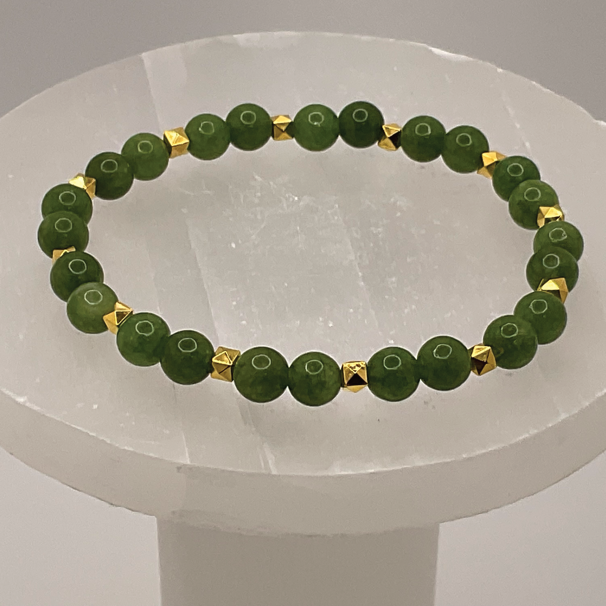 Jadeite Bracelet with Gold Tone Spacers