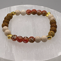 14.5 cm (5.7") Yellow Jasper Carnelian Agate Magnesite Bracelet with Gold Star Spacers