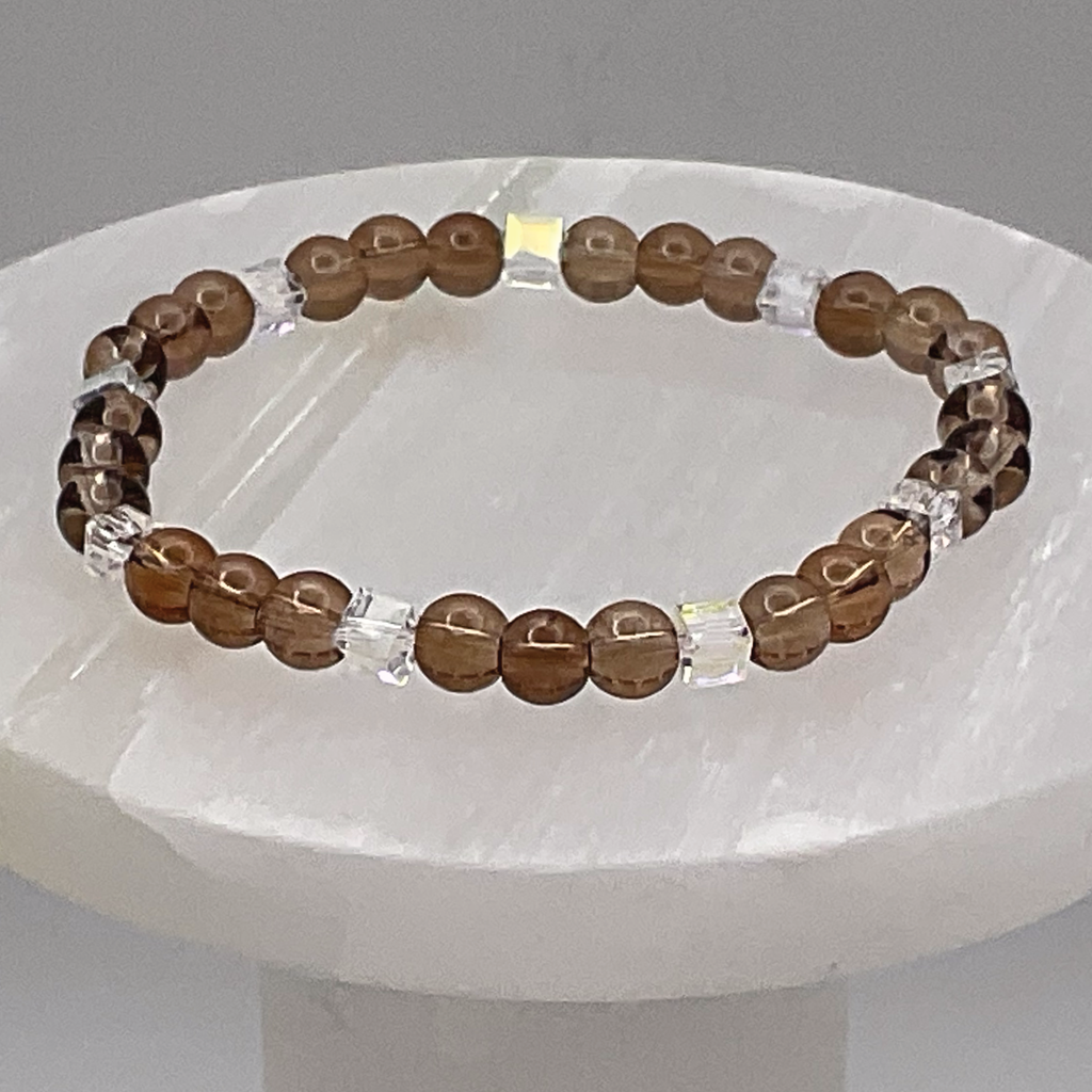 Champagne Glass Bracelet with Square Crystal Spacers
