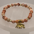 Borswana Agate Elephant Charm Bracelet with Gold Spacers