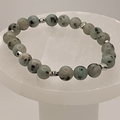 Kiwi Stone Bracelet with Silver Star Spacers