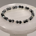 Grey Black Glass Bracelet with Crystal Spacers